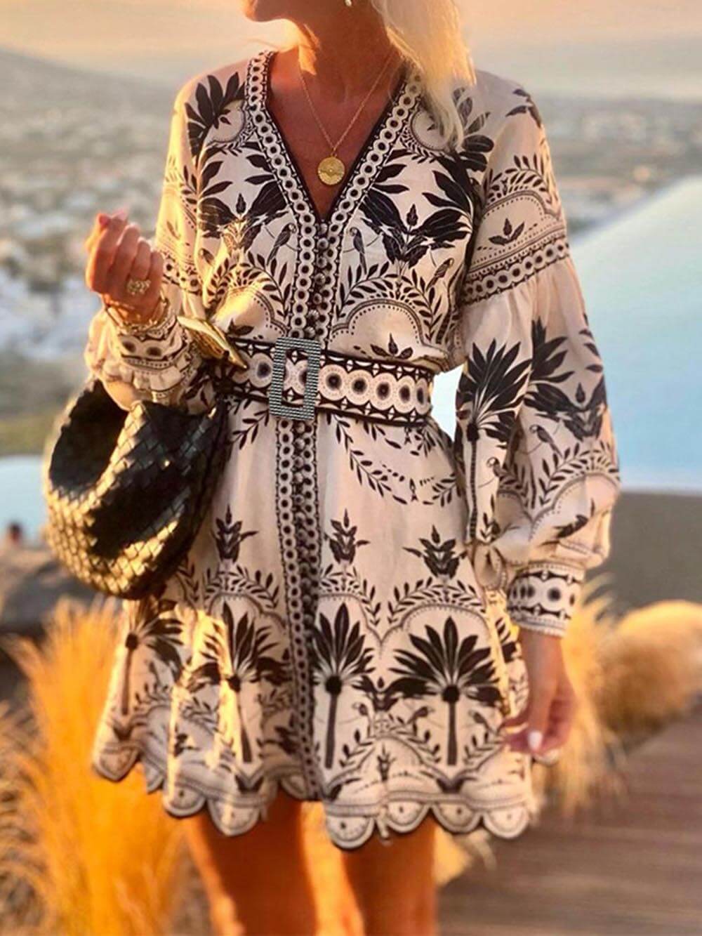 Laila - Mini Strandkjole med Print