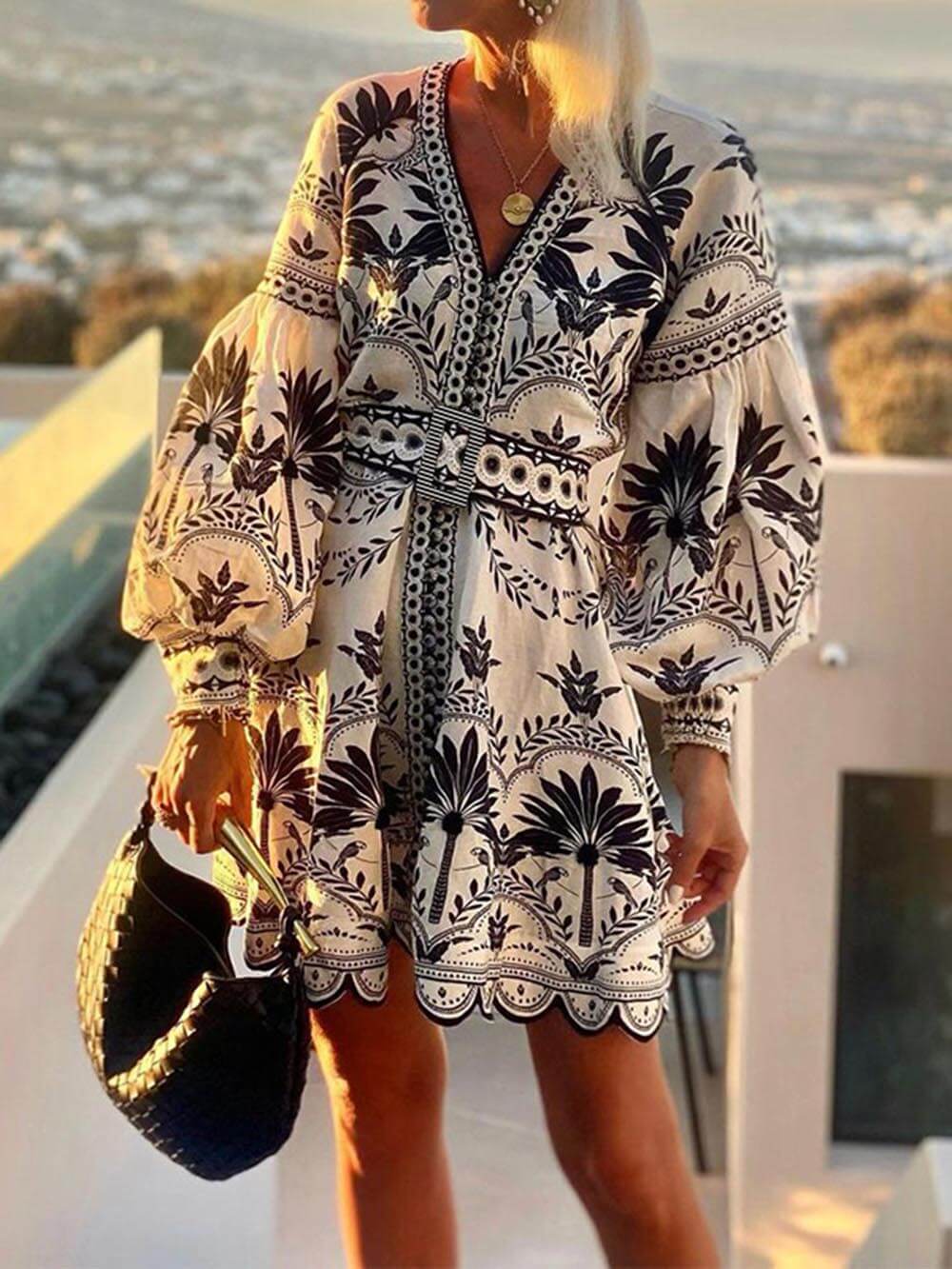 Laila - Mini Strandkjole med Print