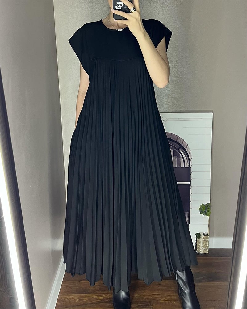 Sophia - Elegant Maxy Plisseret Kjole Spliced