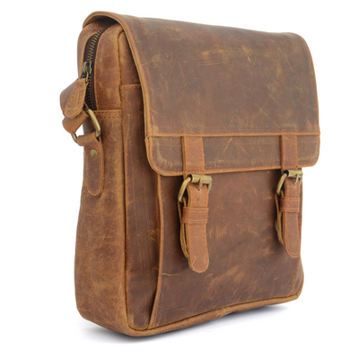 Brun Vintage-Læder Crossbody Taske