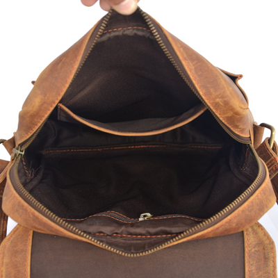 Brun Vintage-Læder Crossbody Taske