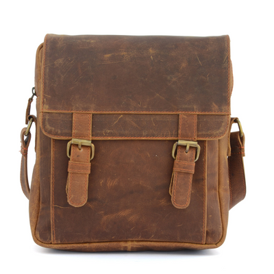 Brun Vintage-Læder Crossbody Taske