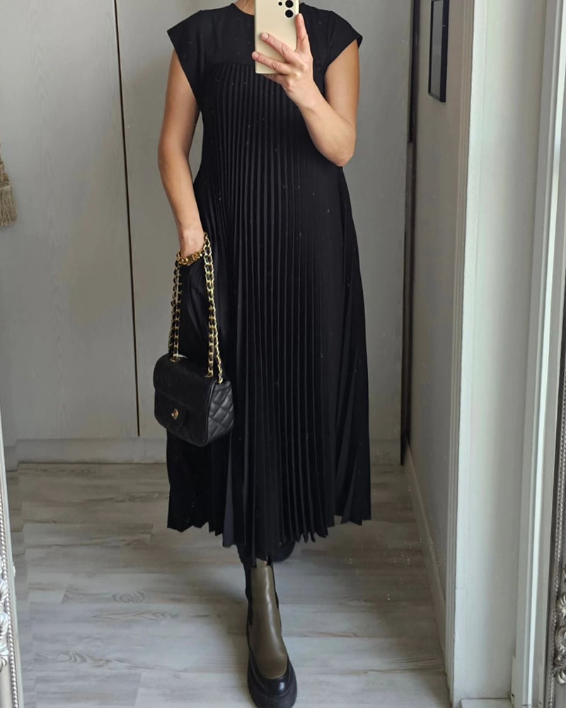 Sophia - Elegant Maxy Plisseret Kjole Spliced