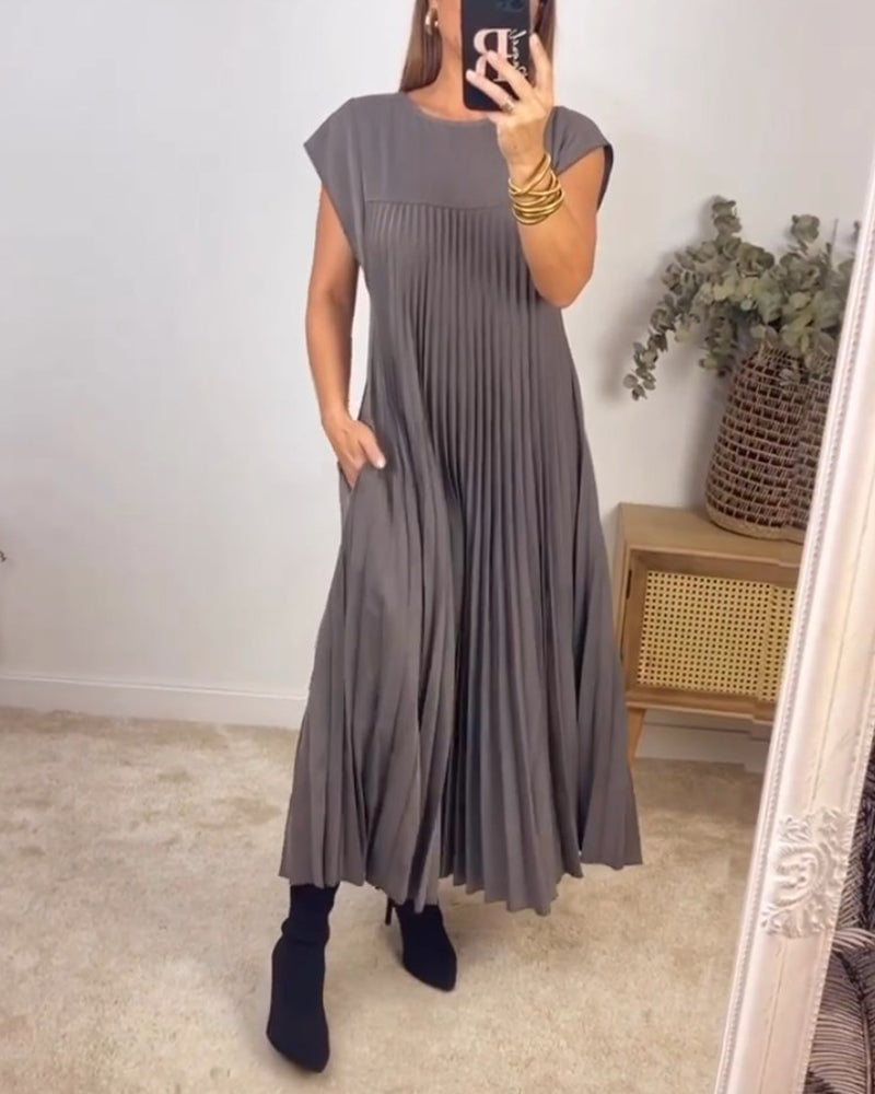 Sophia - Elegant Maxy Plisseret Kjole Spliced