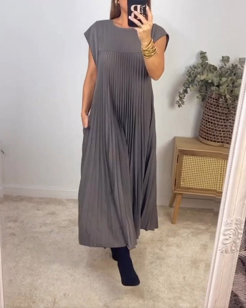 Sophia - Elegant Maxy Plisseret Kjole Spliced