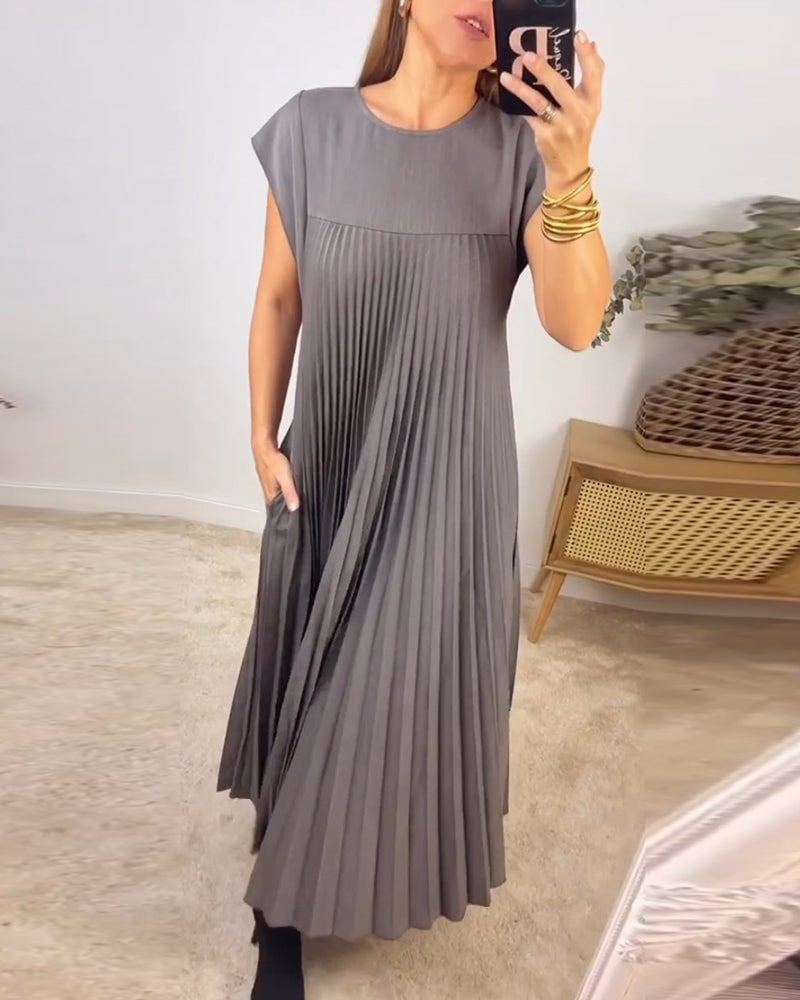 Sophia - Elegant Maxy Plisseret Kjole Spliced