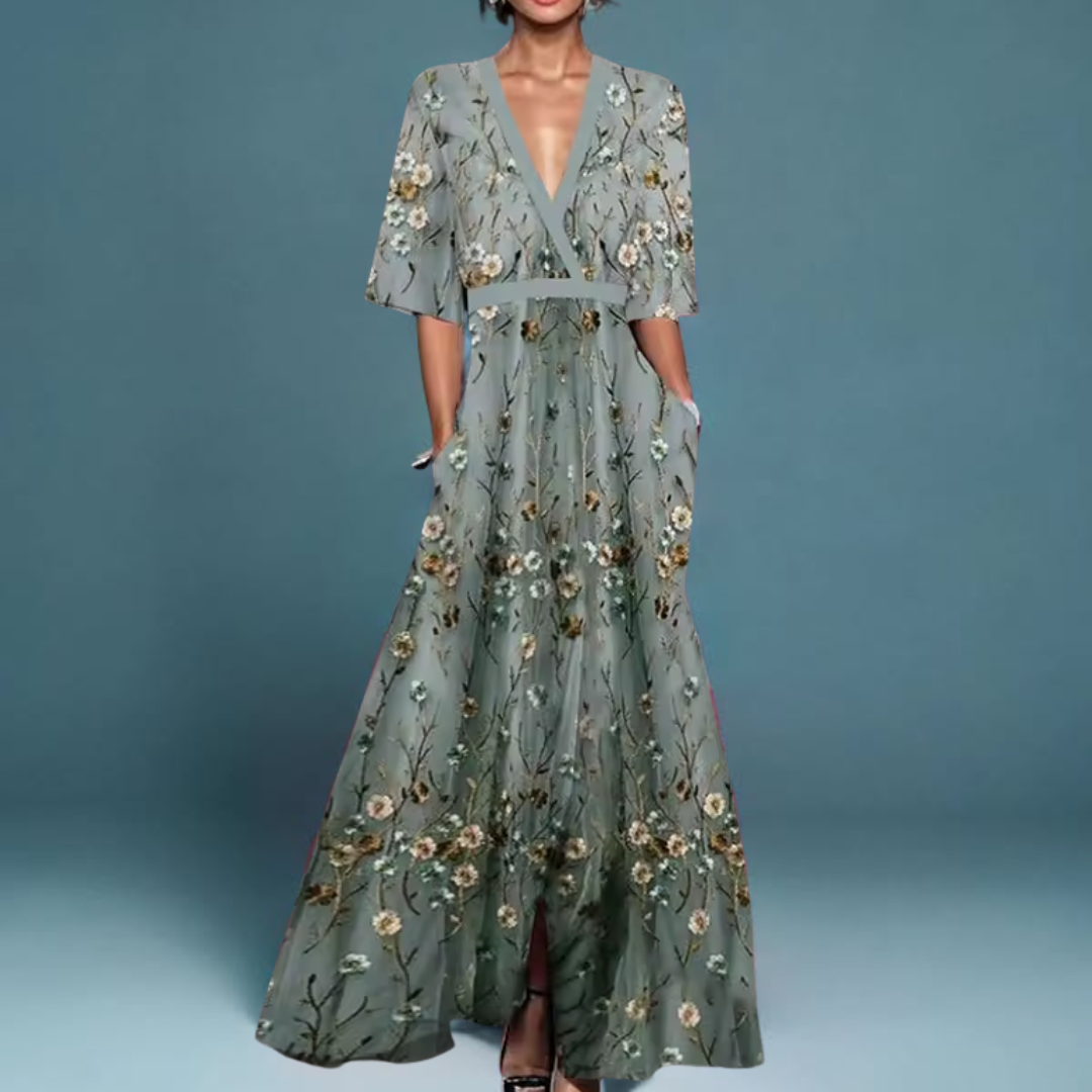 Michelle™ - Elegant Kjole med Blomsterprint