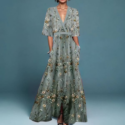Michelle™ - Elegant Kjole med Blomsterprint
