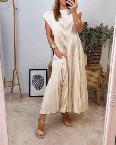 Sophia - Elegant Maxy Plisseret Kjole Spliced