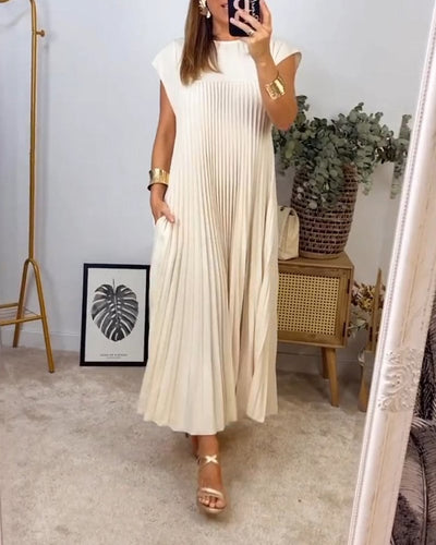 Sophia - Elegant Maxy Plisseret Kjole Spliced
