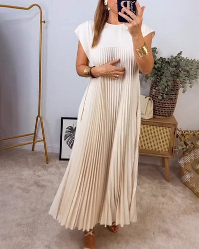 Sophia - Elegant Maxy Plisseret Kjole Spliced
