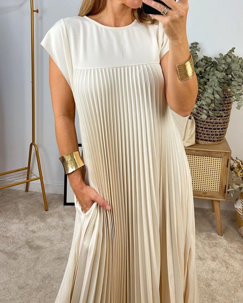 Sophia - Elegant Maxy Plisseret Kjole Spliced