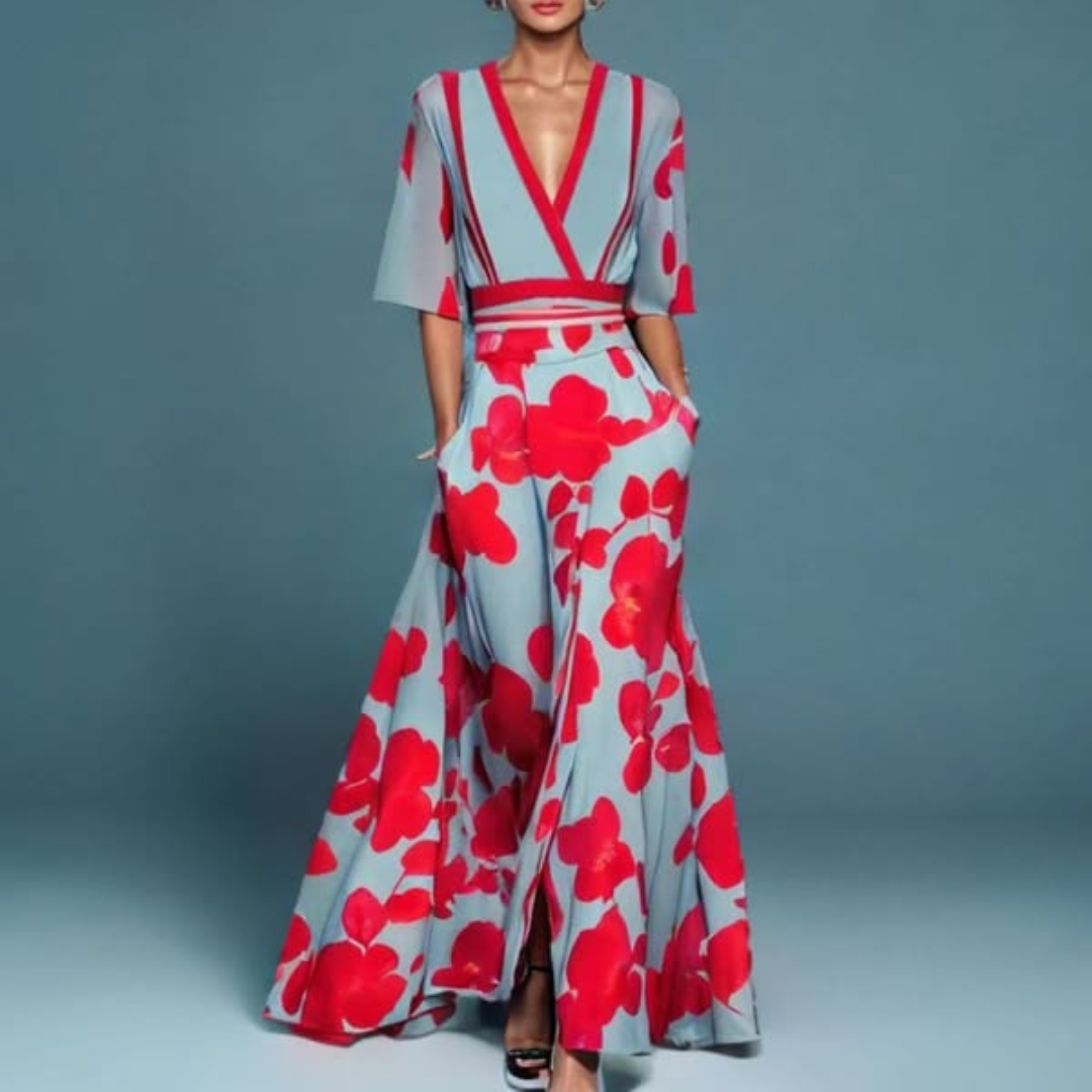 Michelle™ - Elegant Kjole med Blomsterprint