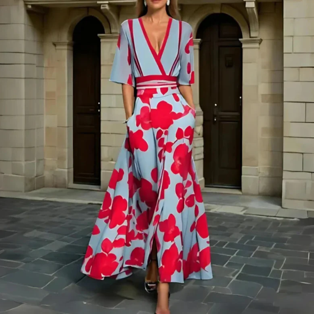 Michelle™ - Elegant Kjole med Blomsterprint