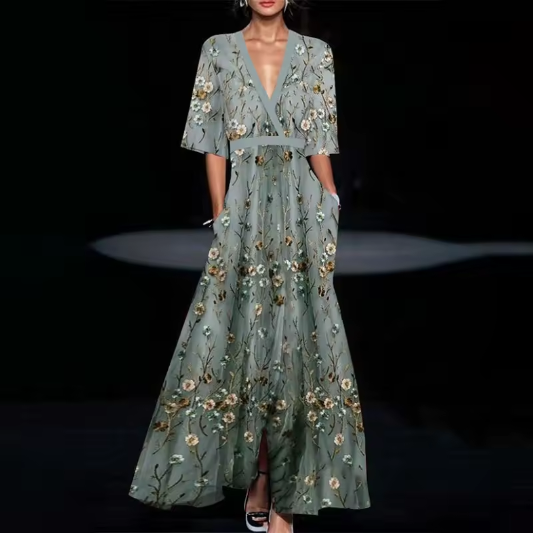 Michelle™ - Elegant Kjole med Blomsterprint